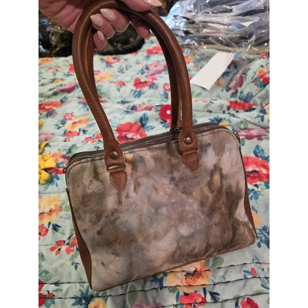 Nena and Co La Reyna OOAKSHELL Tie Dye Leather Bag